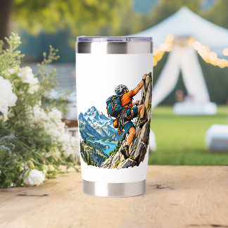 Rock climbing adventure for mountain climbers insulated tumbler