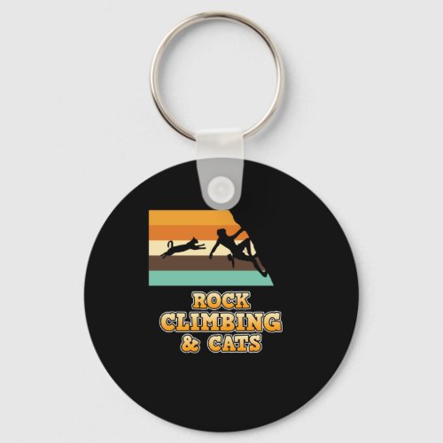 Rock Climbing And Cats Mountain Climber Lover Grap Keychain