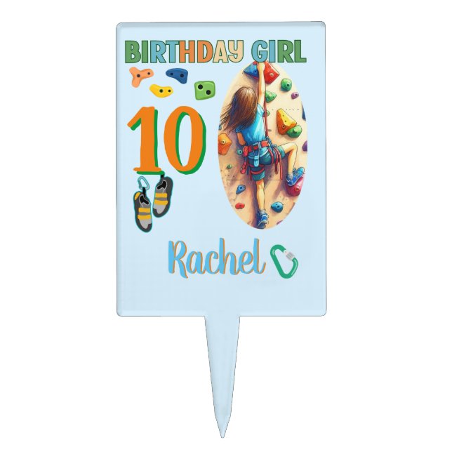 Rock Climbing Birthday Girl Adventure Ready Cake Topper (Front)