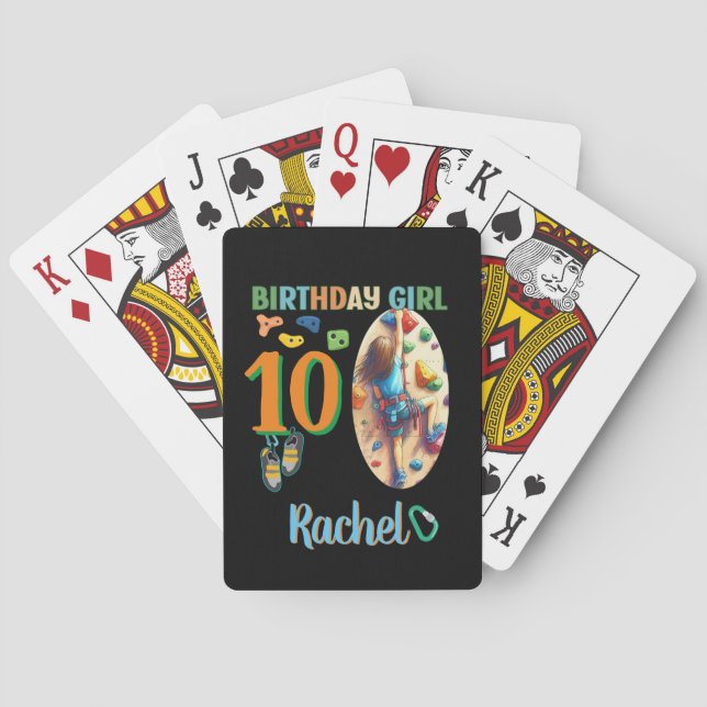 Rock Climbing Birthday Girl Adventure Ready Poker Cards (Back)