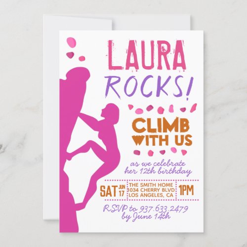 Rock Climbing Birthday Invitation