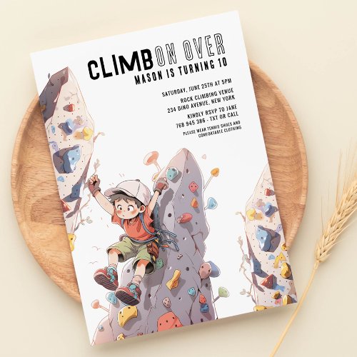 Rock climbing birthday invitation