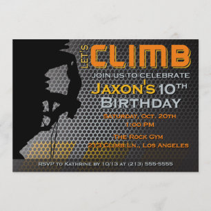 Rock Climbing Birthday Invitation - Let's Climb