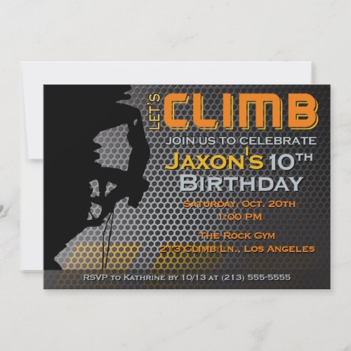 Rock Climbing Birthday Invitation _ Lets Climb