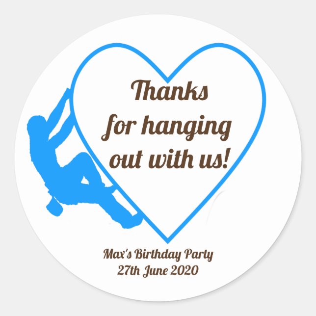 Rock Climbing Birthday Party Classic Round Sticker (Front)