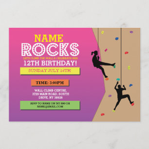 Rock Climbing Birthday Party Climbing Wall Invite