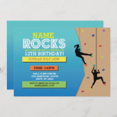Rock Climbing Birthday Party Climbing Wall Invite (Front/Back)