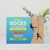 Rock Climbing Birthday Party Climbing Wall Invite (Standing Front)