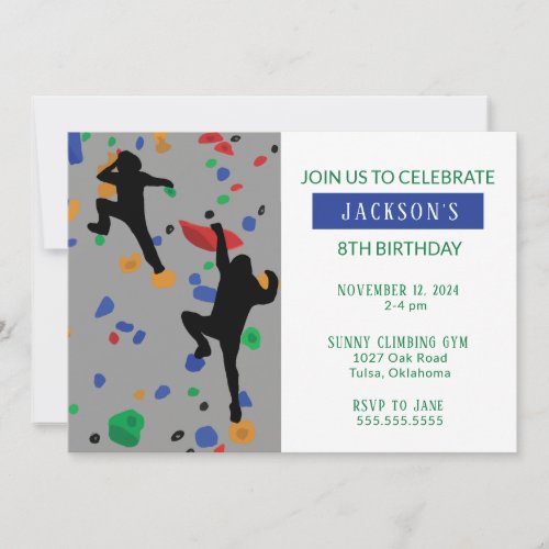 Rock Climbing Birthday Party Invitation