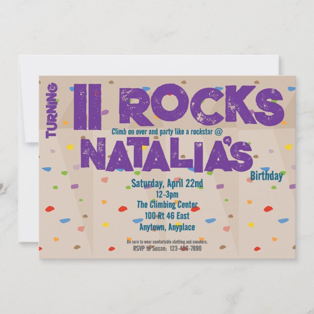 Rock Climbing Birthday Party Invitation (Front)