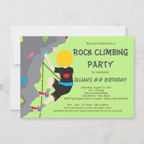Rock Climbing Birthday Party Invitation