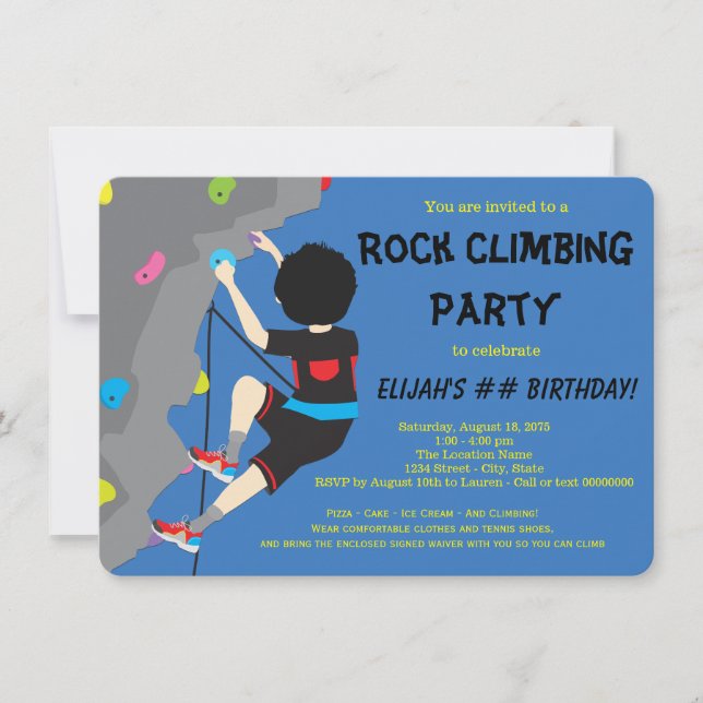 Rock Climbing Birthday Party Invitation (Front)