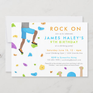 Rock Climbing Birthday Party Invitation - Rock on!