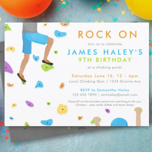 Rock Climbing Birthday Party Invitation _ Rock on