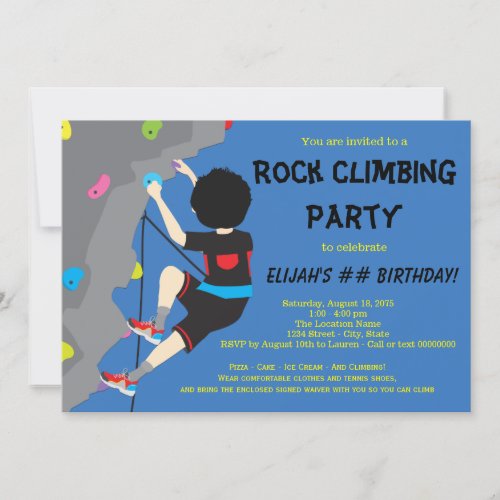 Rock Climbing Birthday Party Invitations
