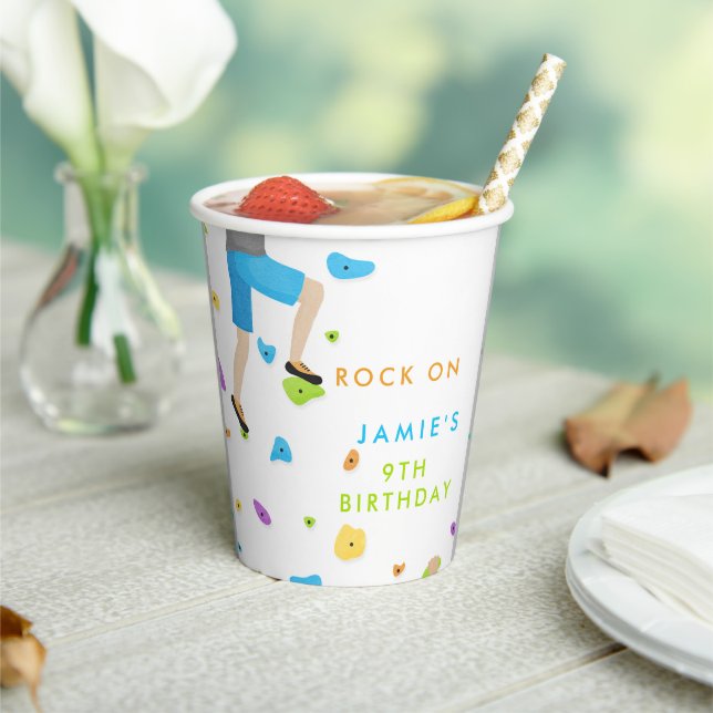 Rock Climbing Birthday Party Paper Cups (Insitu)