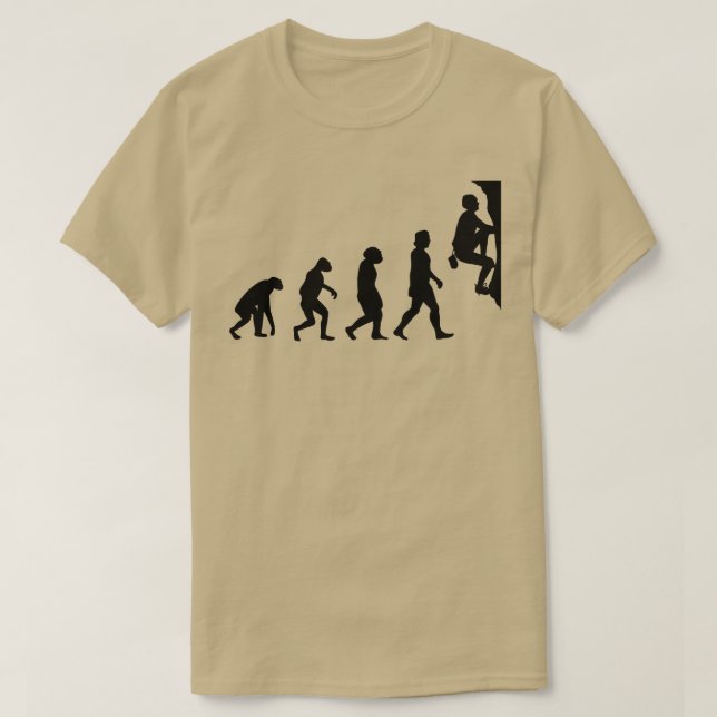 Rock Climbing Bouldering Evolution Funny Design  T-Shirt (Design Front)
