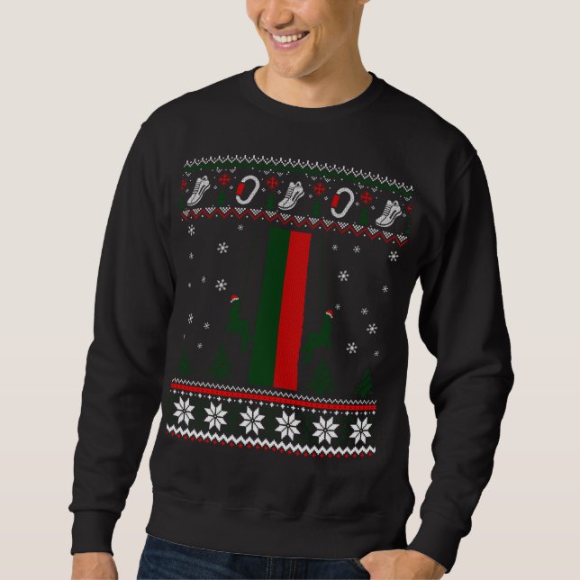Rock Climbing Bouldering Funny Christmas Ugly Xmas Sweatshirt (Front)
