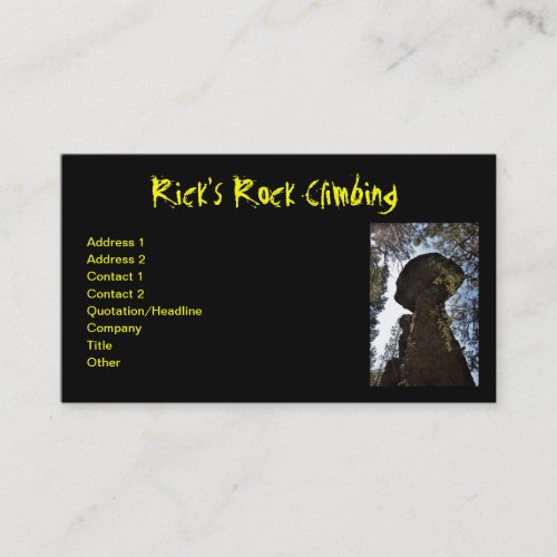 Rock Climbing Business Card