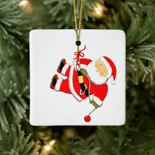 Rock Climbing Christmas Ceramic Ornament (Tree)