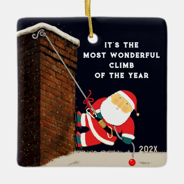 Rock Climbing Christmas Collectible 2023 Ceramic Ornament (Front)