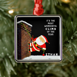 Rock Climbing Christmas Collectible Metal Ornament