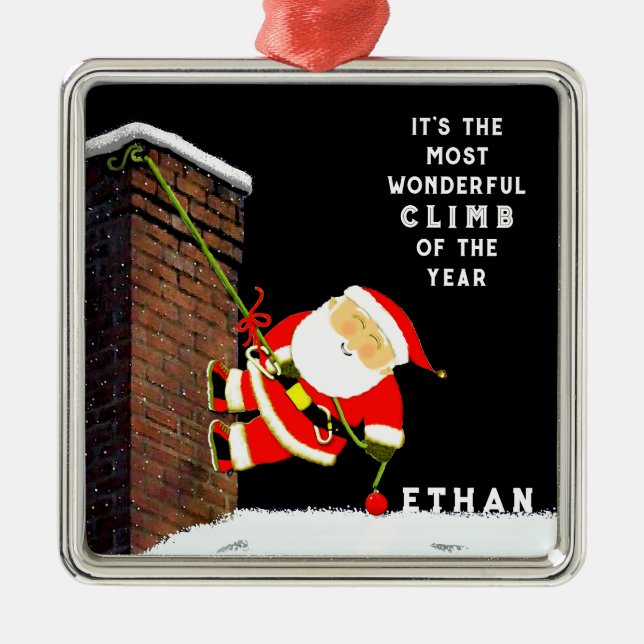 Rock Climbing Christmas Collectible Metal Ornament (Front)