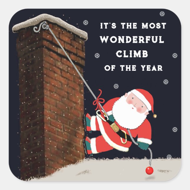Rock Climbing Christmas Square Sticker (Front)