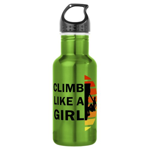 rock climbing climb girl woman stainless steel water bottle