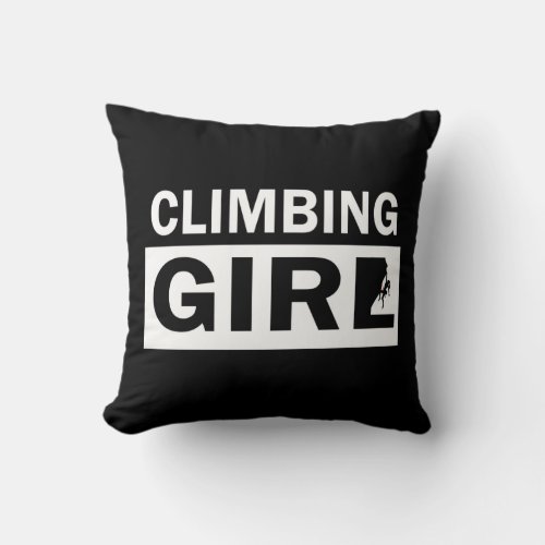 rock climbing climb girl woman throw pillow