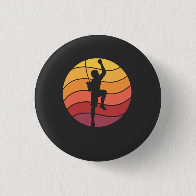 Rock Climbing Climber Retro Button (Front)