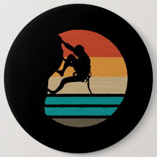 Rock Climbing Climber Retro Button