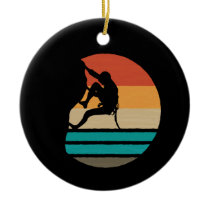 Rock Climbing Climber Retro Ceramic Ornament