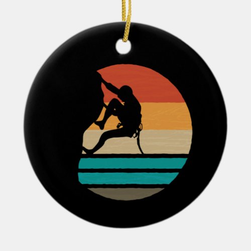 Rock Climbing Climber Retro Ceramic Ornament