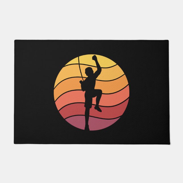 Rock Climbing Climber Retro Doormat (Front)