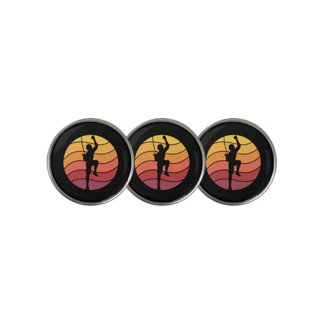 Rock Climbing Climber Retro  Golf Ball Marker (3 Up)