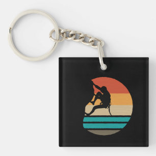 Rock Climbing Climber Retro Keychain