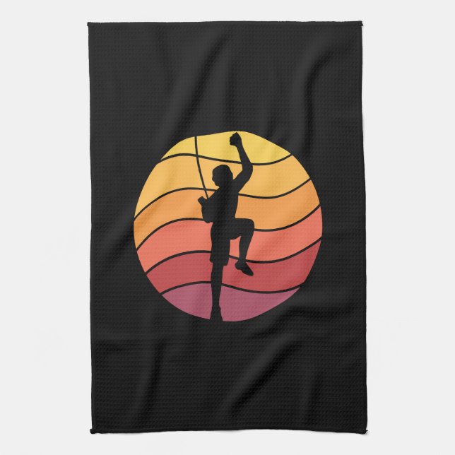 Rock Climbing Climber Retro Kitchen Towel (Vertical)