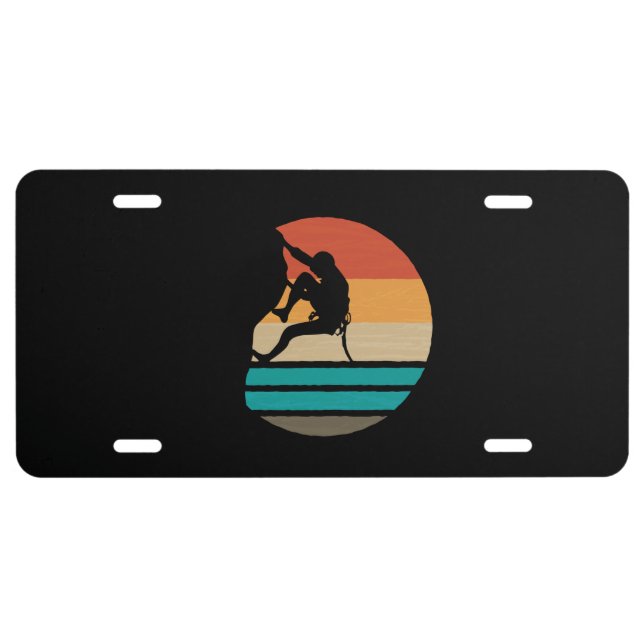 Rock Climbing Climber Retro License Plate (Front)