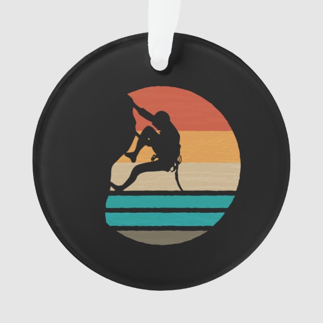 Rock Climbing Climber Retro Ornament (Front)