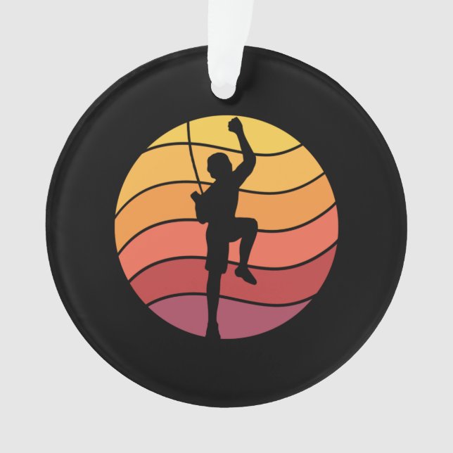Rock Climbing Climber Retro Ornament (Front)