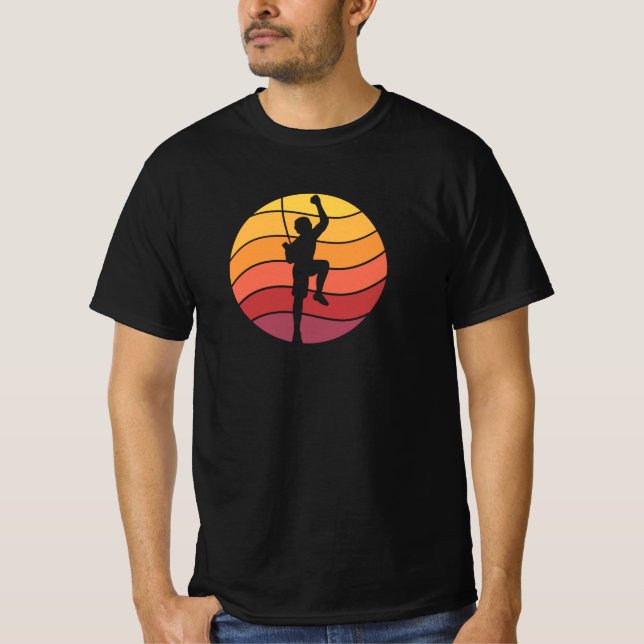 Rock Climbing Climber Retro T-Shirt (Front)