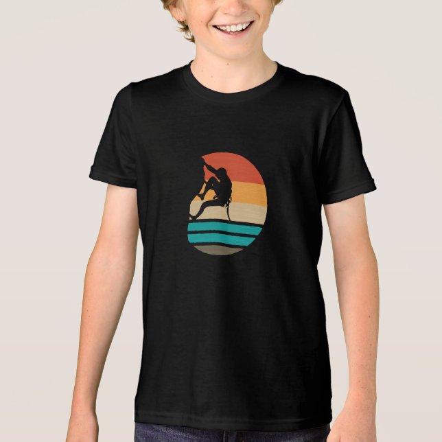 Rock Climbing Climber Retro Tri-Blend Shirt (Front)