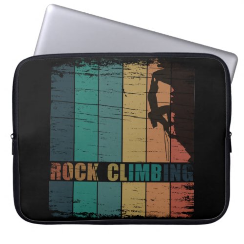 Rock climbing climber vintage laptop sleeve