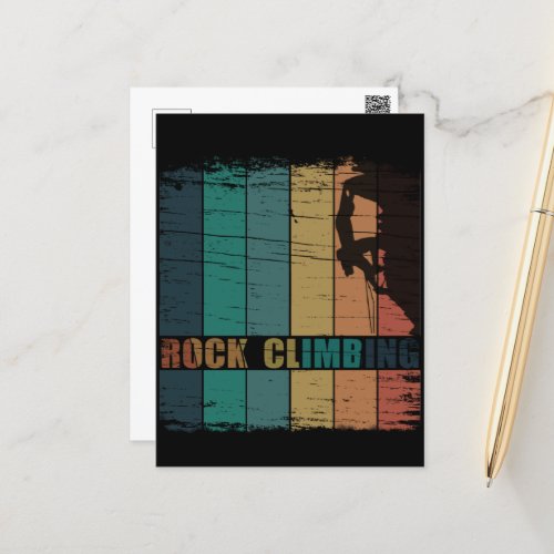 Rock climbing climber vintage postcard