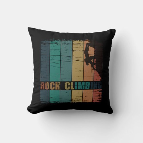 Rock climbing climber vintage throw pillow