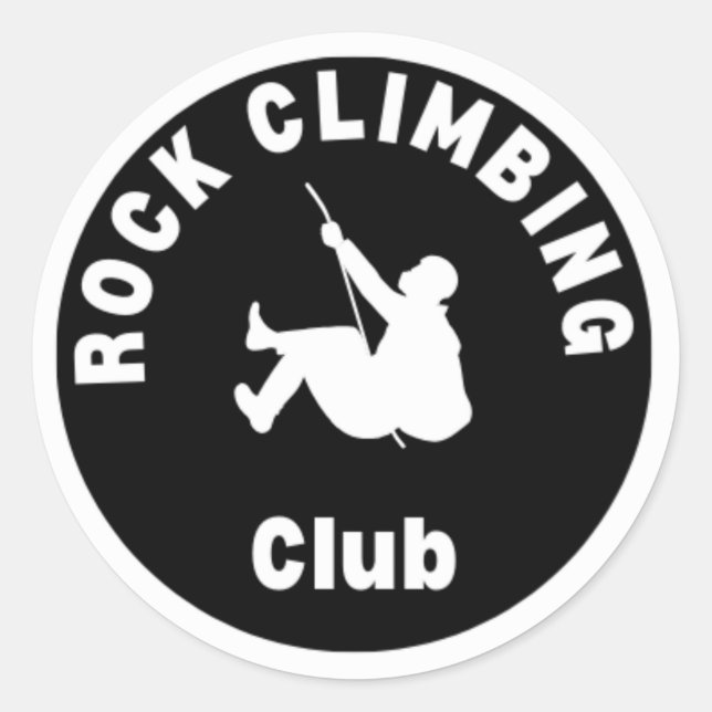 Rock climbing club classic round sticker (Front)