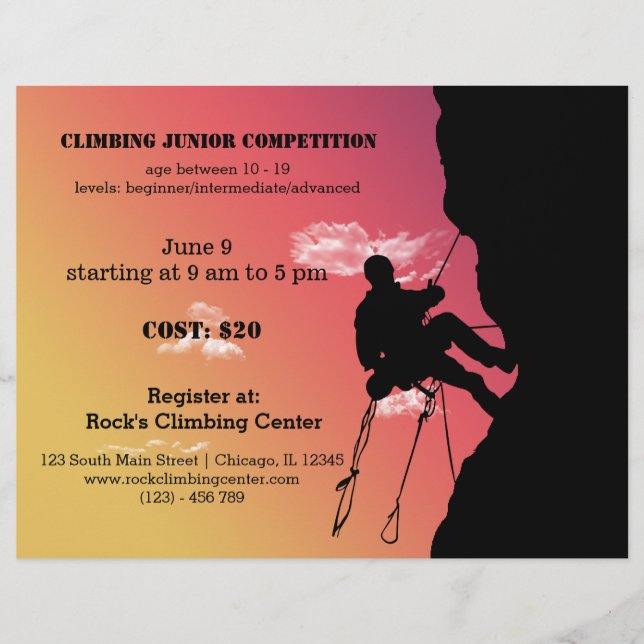 Rock Climbing competition Flyer (Front)