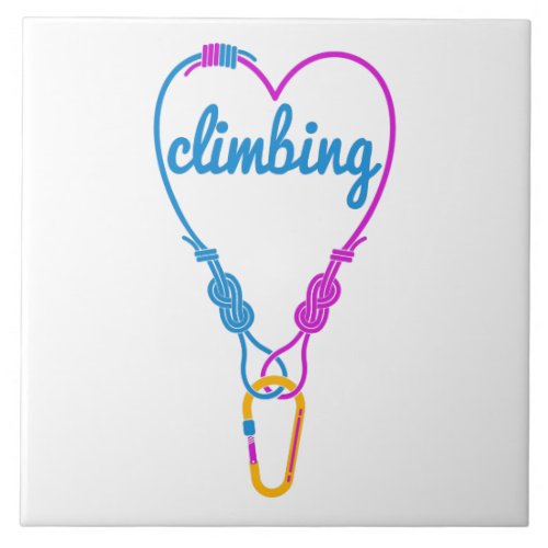 Rock Climbing couple climbing partners Ceramic Tile