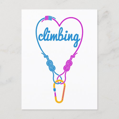 Rock Climbing couple rope heart Postcard